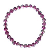 Fluorit Armband Lila (Pink) 6 Mm Ø Kugel Edelsteinarmband SchöNer Klarer Fluorit