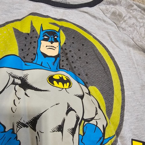 Batman Gray Black Sweat Shirt Jacket Size X-Large Child DC Comics Pajama Top - Picture 4 of 11