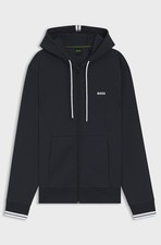Image of Hoodie Mens BOSS Dark Blue Full Zip Track Jacket With Logo - FZ Hoodie Size XL