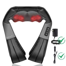 Nekteck Shiatsu Neck & Back Massager with Heat Deep Tissue Kneading Massage