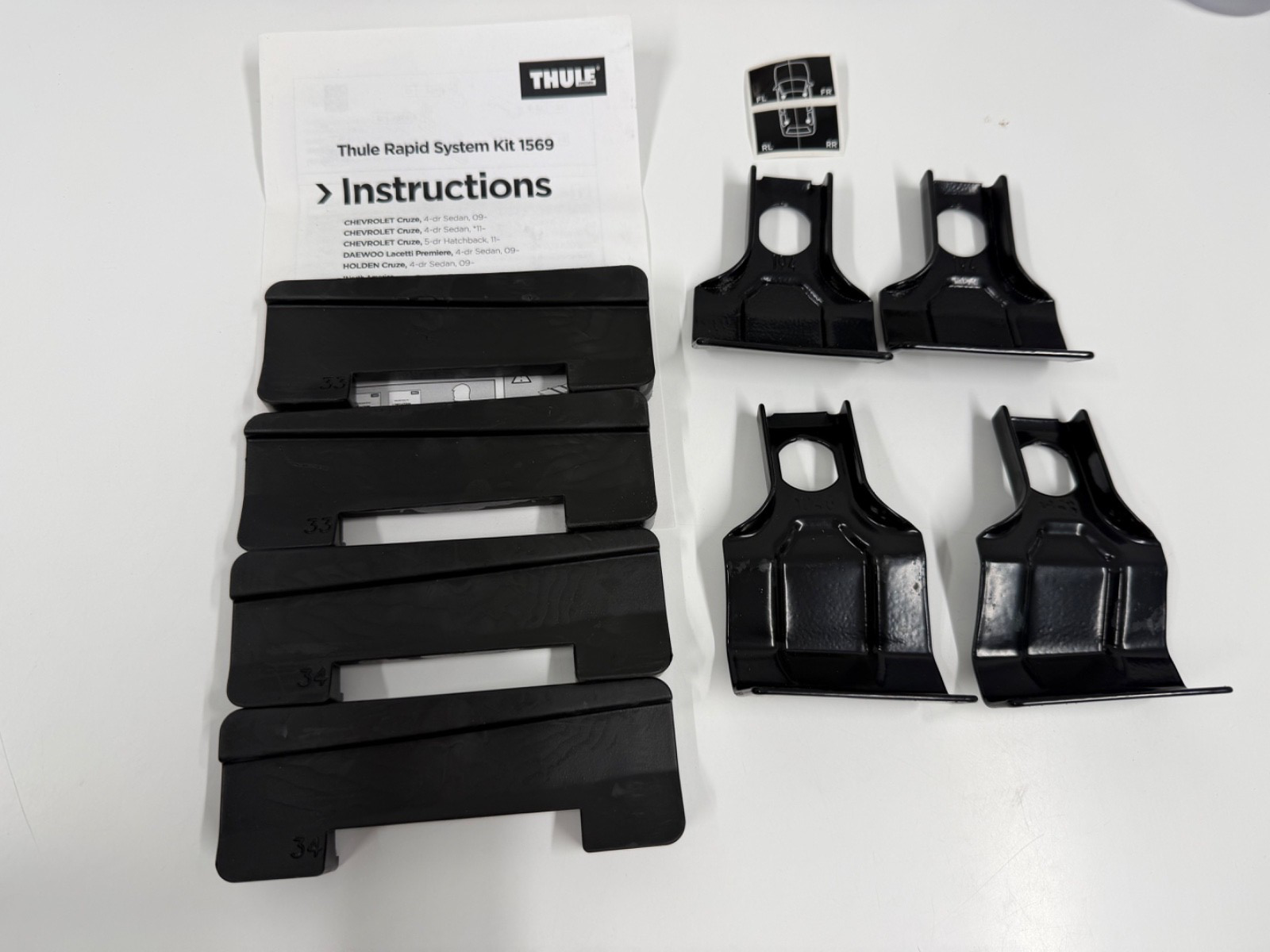 Thule Fitting Kit 1569 used no box fits CHEVROLET Cruze, 4-dr Sedan, 09–15