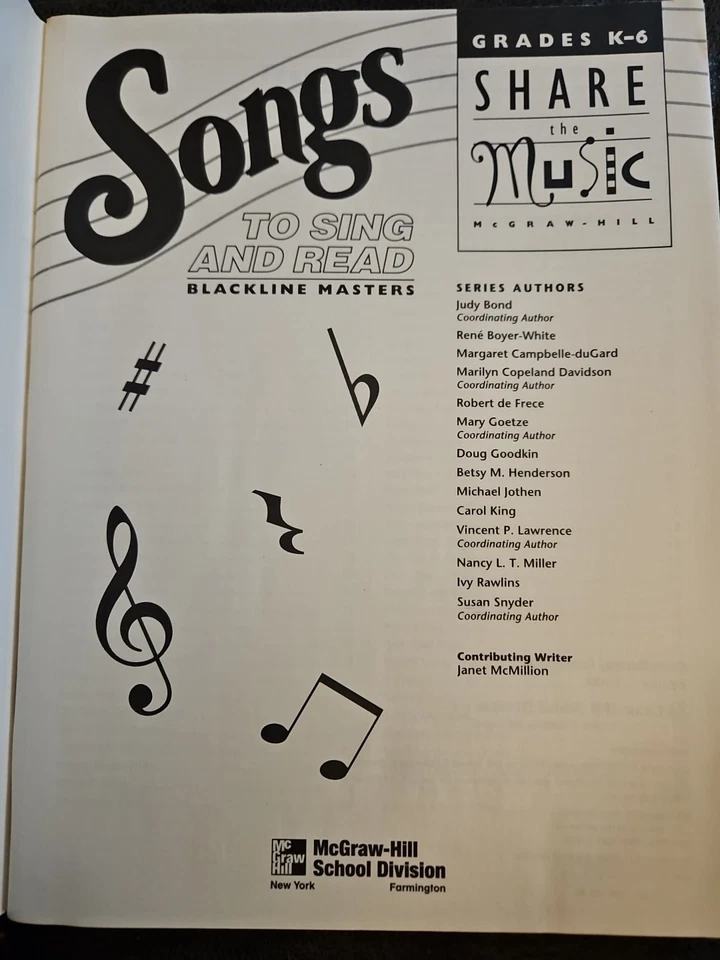 Share the Music Grade K - 6 Songs to Sing & Read by McGraw Hill (1998, SC) - Image 3 of 4