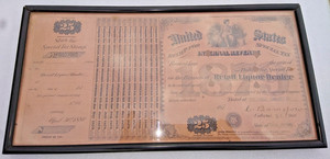 1879 Somerville New Jersey $25 Retail Liquor Dealer License Complete IRS Framed