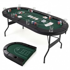 Foldable Poker Table 8 Player 182CM Oval Deep Portable Card Board Game Table