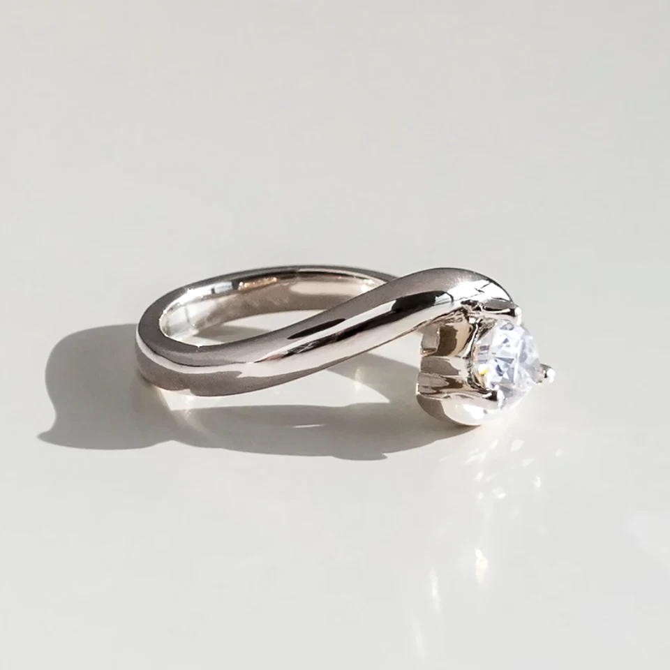 Platinum Diamond Ring Lab Grown Pear Cut 1 Carat IGI Certified PT950 Size 6 - Image 3 of 4