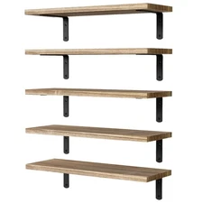 Floating Shelves, 5 Sets Wall Shelves, Wood Floating Shelves for Bedroom Wall...