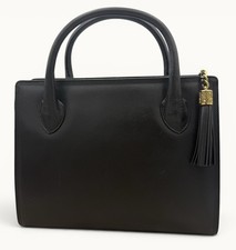 Valentino Garavani Black Leather Satchel Top Handle Bag Gold Tassel Italy