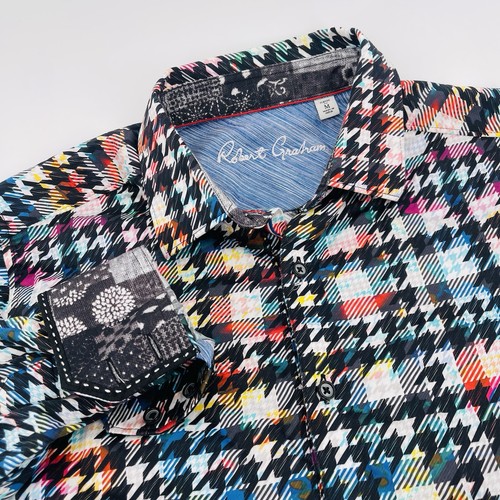 Robert Graham Algiers Button Up Dress Shirt Mens Medium Abstract Flip Cuff