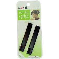 3 Pack Scunci No Slip Grip All Day Hold No Slip Grip Hair Barrettes, Black, 2 Ct