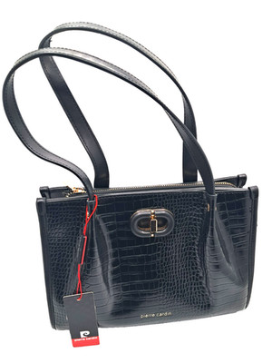 Pierre Cardin Handtasche mit Umhängetasche schwarz Kunstleder