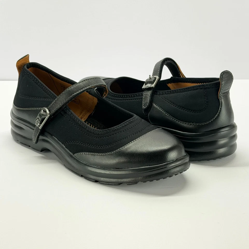 Dr Comfort Flute Mary Janes 9N Black Lycra Leather Adjustable Diabetic Casual - Image 2 of 4