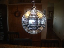Vintage Glass 7  Disco Ball 22  Circumference Mirrored Glass 1970  s Flashback