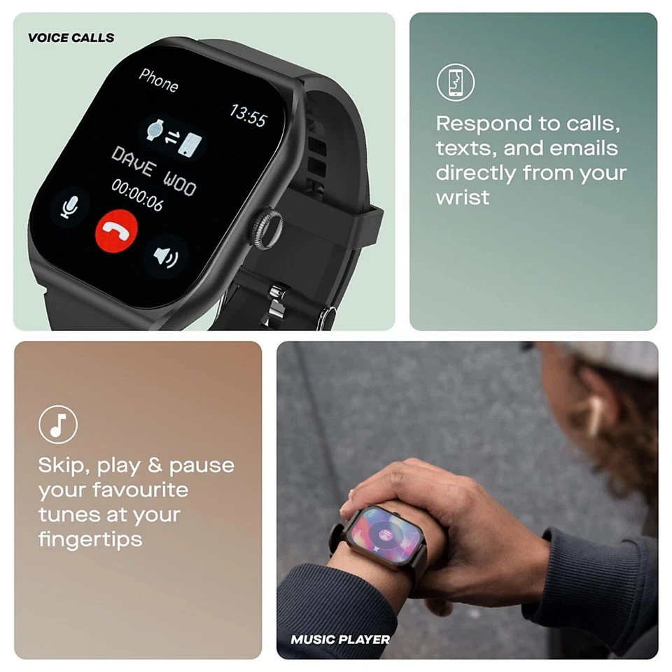 Daewoo Active+ Smart Watch Fitness Tracker Heart Rate Monitor Black Voice Calls, photo 4 of 5