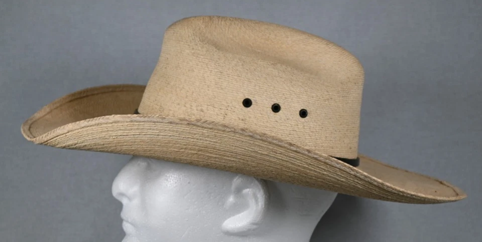 Sombrero de Vaquero Vintage Envejecido Western Genuino Palma Mexicana Hecho en México Foto 3 de 4