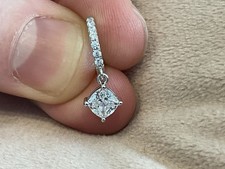 2.5 Carat Lab Created Diamond Cushion Cut Drop Hoop Earrings Platinum Plated 925