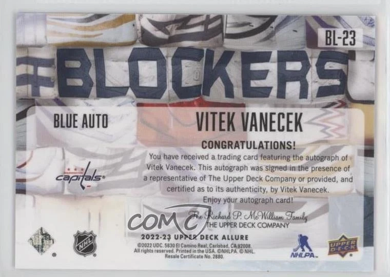 2022-23 Upper Deck Allure Blockers Auto Vitek Vanecek #BL-23 Auto - Image 2 of 2