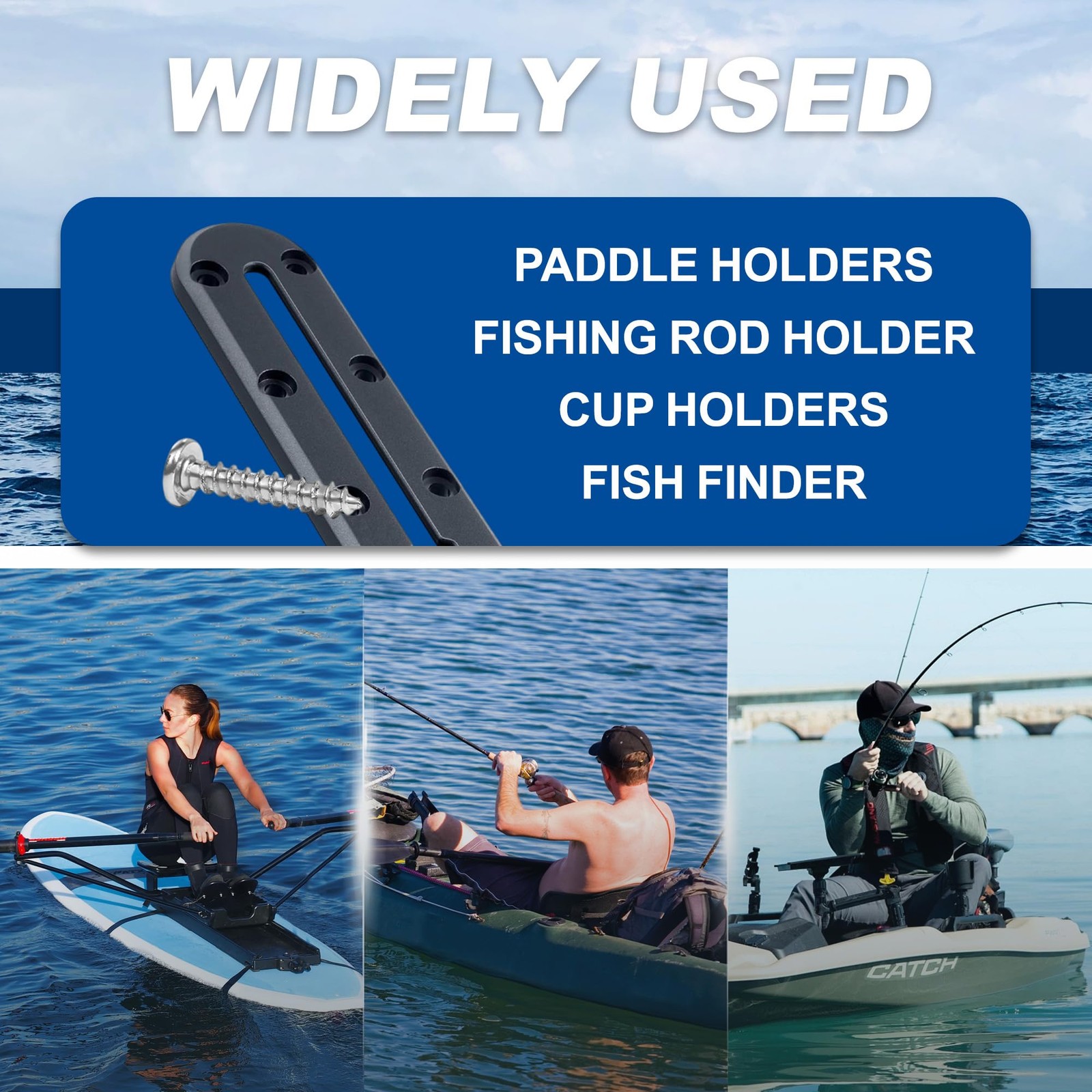 4-Pack Kayak Track Mount 9 inch | Low Profile Kayak Rail Track with 12 Holes ...