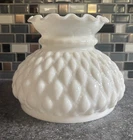 Vintage White Milk Glass Quilted Diamond Lamp Shade (Only) Ruffled 7” Fitter