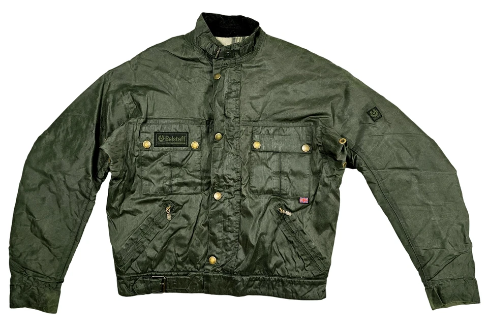 LO ÚLTIMO Chaqueta Para Hombre BELSTAFF ROADMASTER REPRO BIKER FORRADA GRIS OLIVA RECUBIERTA NYLON M Foto 2 de 4