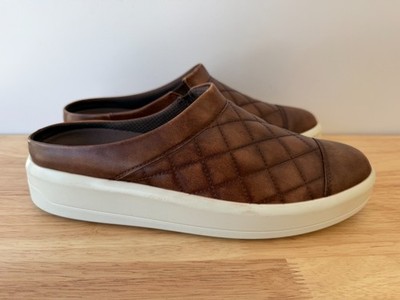Ecco Soft 9 II Quilted Mules Brown Leather Slip On Shoes Women's US 9-9.5 EU 40
