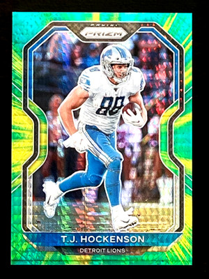 2020 Panini Prizm T.J. Hockenson Green Hyper Parallel 63/175 Lions Vikings #201