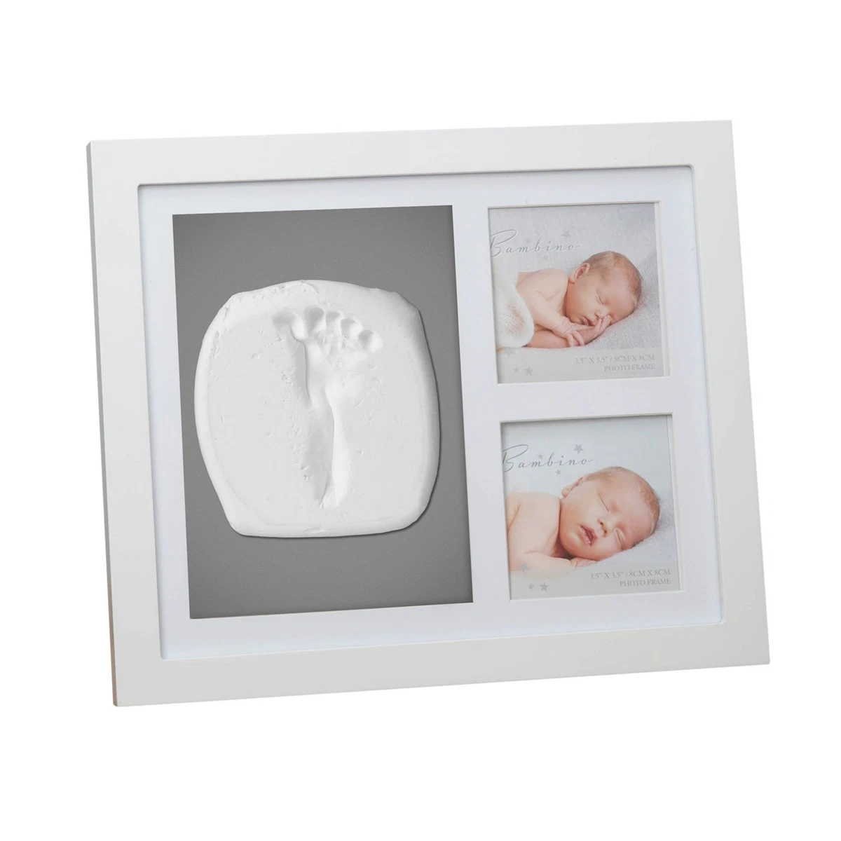 Baby Bilderrahmen mit Hand oder Fußabdruck und 2 Fotos