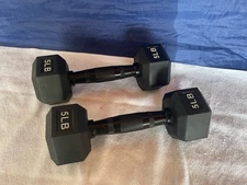Signature Fitness Hex pair 5-lb Dumbbells, Workout Equipment, Rubber Coated