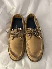 Sperry Top Sider Boat Shoe Boys Leather Slip On Shoe Size 4.5 Tan Color