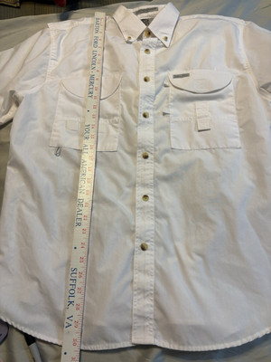 Tiger Hill Vented Mens L Shirt Fishing Performance Poplin Button Down White E-16