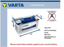 Battery fits LAND ROVER DISCOVERY DEFENDER 98 to 18 Varta 019 800A 95Ah Quality