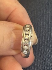 9kt White Gold Diamond Channel Set Band Ring Size I (2.32g)