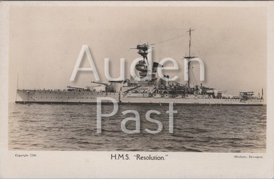 HMS Auflösung Schlachtschiff auf See RPPC Echtfoto Marine Postkarte