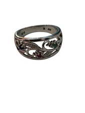 925 Sterling Silver Floral Filigree Ring Boho Cottagecore Romantic Size 8