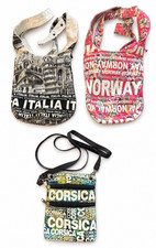3x Umhängetasche Stoff Italia Norway Corsica...