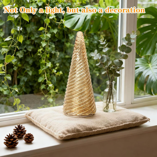 Glass Christmas Tree Decorations Indoor, Mercury LED Light Spiral Type