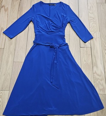 knee length dresses for ladies Charlee Long Sleeve A-Line Knit Dress Royal Blue / XL main image 1