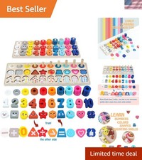 Wooden Montessori Toys for Kids, Toddler Number Puzzles Sorter Counting Shape...