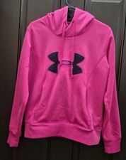 Underarmour M Womens Hoodie Semi Fit Coldgear Storm Bright Pink With Logo EUC