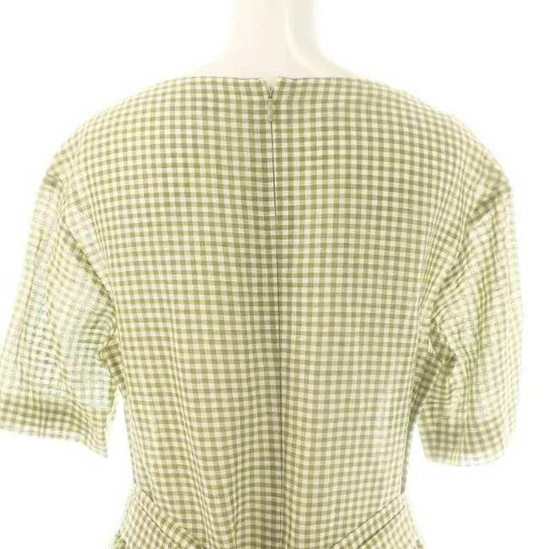 OFF WHITE Abito Hanae Mori Gingham a quadri lino 38 verde chiaro bianco sporco DO usato915