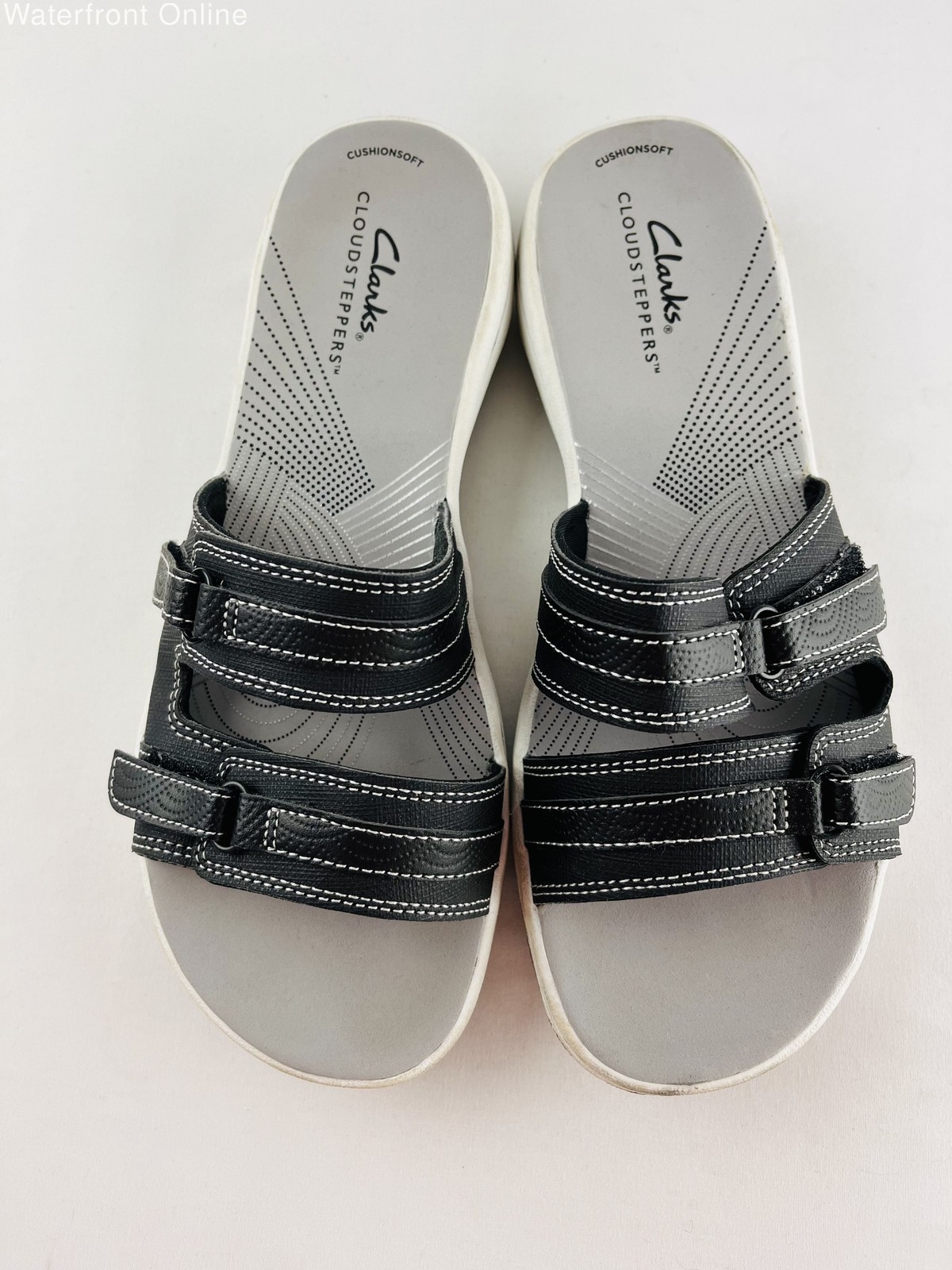 Clarks Cloud Steppers Black Solid Slip-On Sandal … - image 3