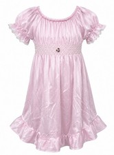 VTG Candlesticks Nightgown 2T Pink Satin Lace Cottagecore Prairie Union Made USA