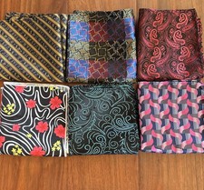 Lot Of 6 Pocket Square Handkerchief Hanky Silk Classic Jacket Suit Hand Made 9  