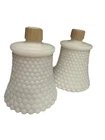 Vintage White MILK Glass Hobnail Tulip Votive Cup Candle Holders Set Of 2