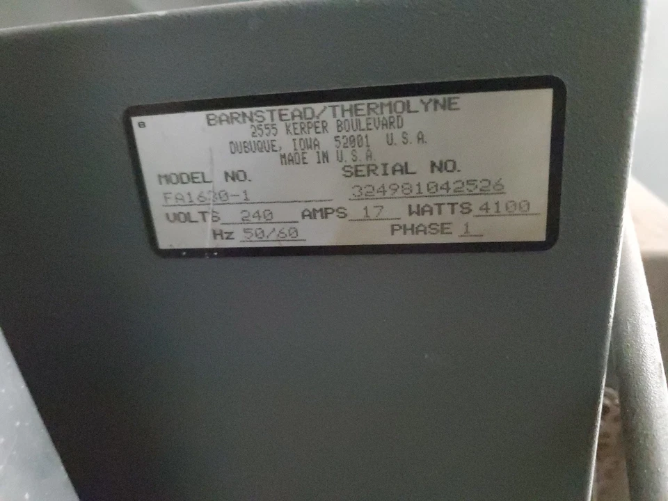 Horno Thermolyne Lab/Mufla/Caja Modelo FA 1630-1 (5,5L) con controlador Foto 4 de 4