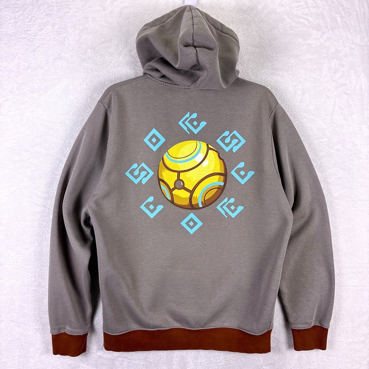 J!NX Overwatch Zenyatta Hoodie Men L Brown Gray Yellow Full Zip