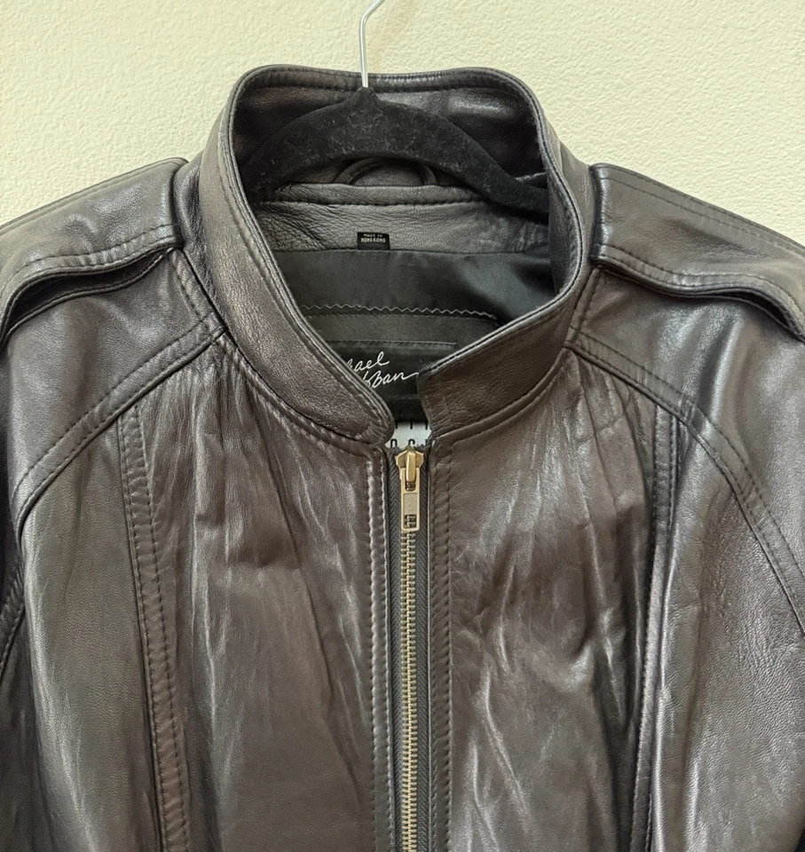 Michael Hoban North Beach leather black bomber jacket 36 - Image 3 of 4