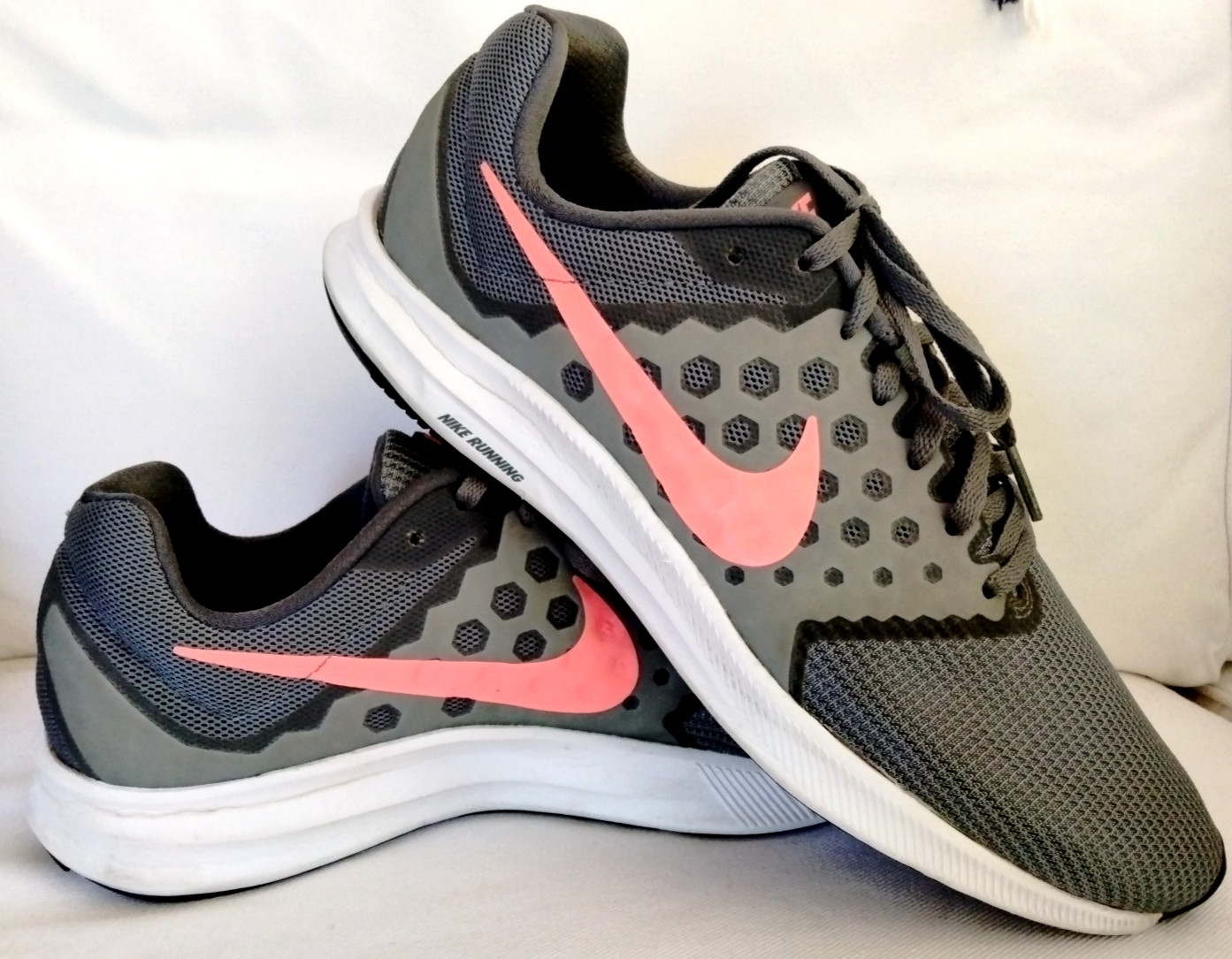 Nike Downshifter 7 Gray Lava Glow Sunset Running Shoes Women's Sz 12 RARE Size!