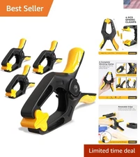Durable 6 Inch Spring Clamps - 4 Pack Heavy Duty Plastic for Crafts & More