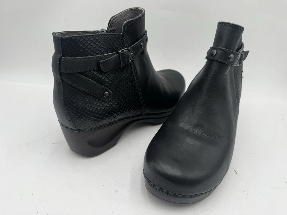 Sanita Zuecos Daneses Dakota Botines Cuero Negro Botín Para Mujer Talla 41/10.5 Foto 3 de 4