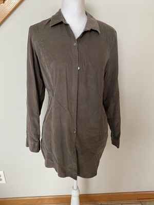 J. Jill Womenâs Brown Corduroy Button Down Long Sleeve Shirt Size Medium | eBay